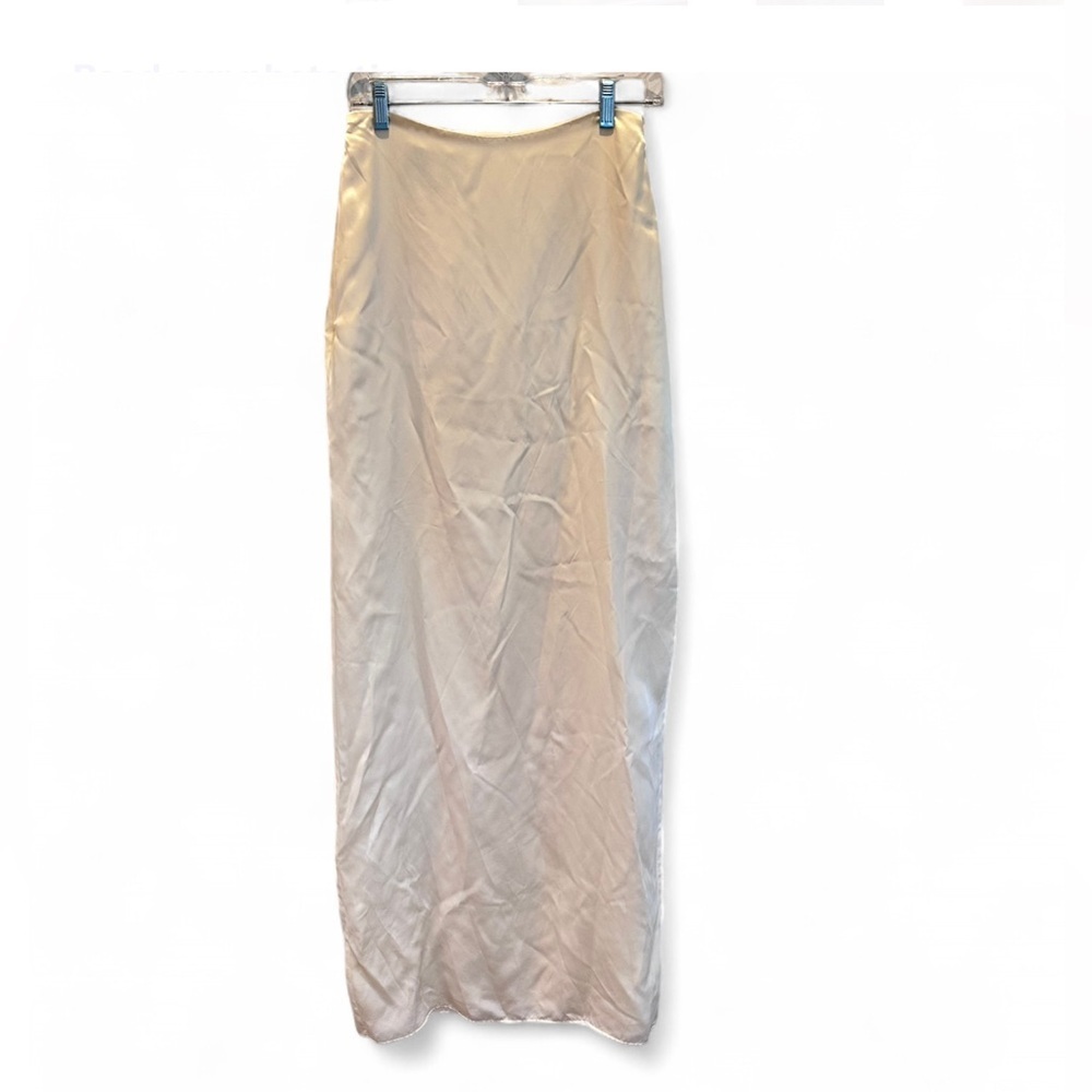 NWT Floravere Silk Cupro Champagne Maxi Slip Skirt Size 4 Made in USA Bridal